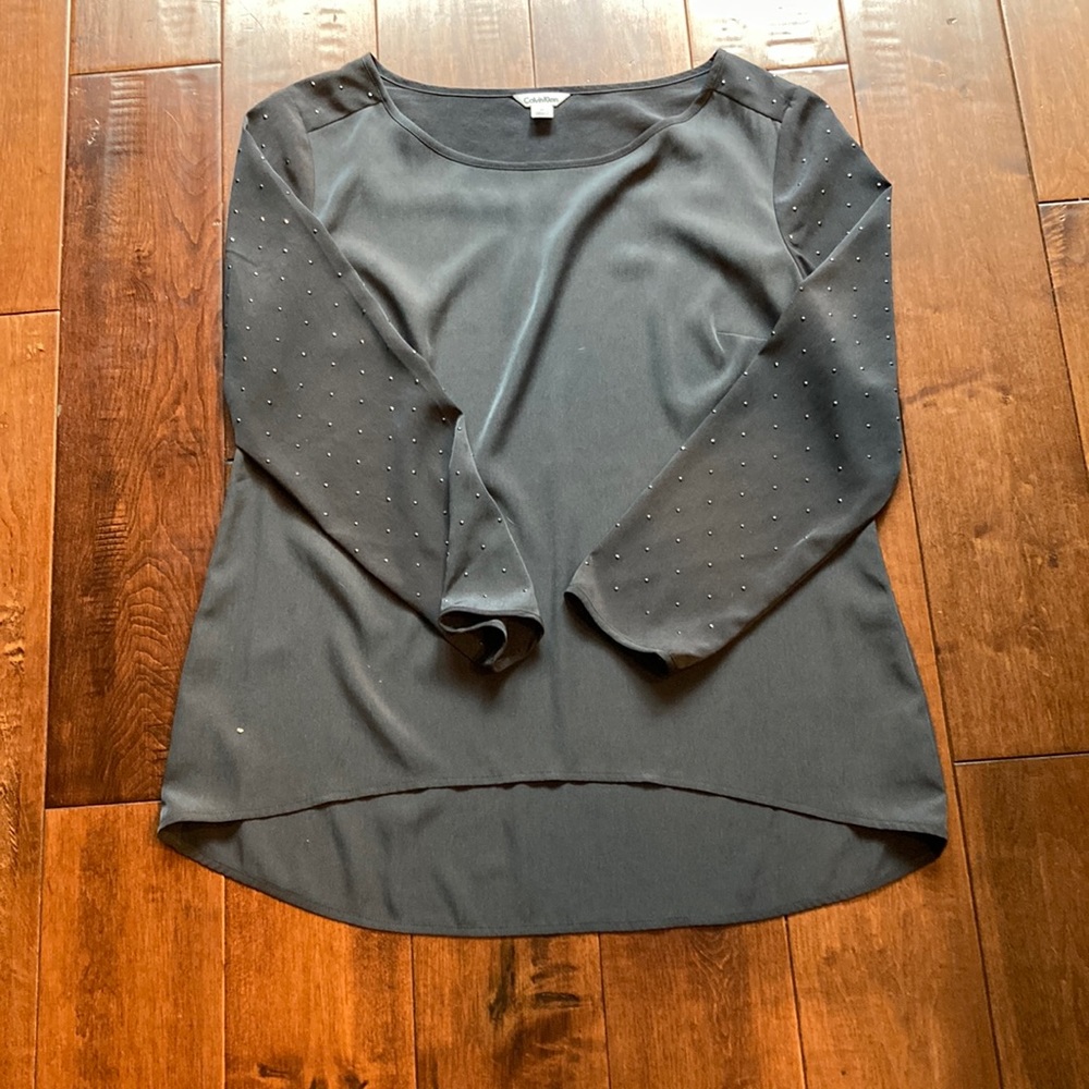 CalvinKlein gray silk blouse size M